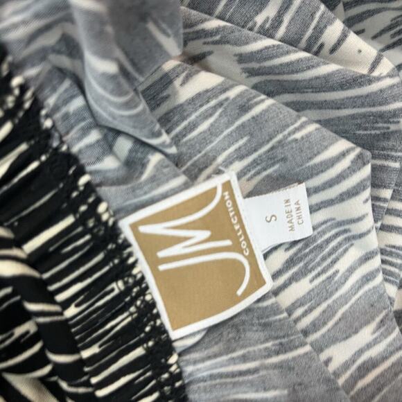 JM Collection 2pc Skirt Blouse Set Outfit size Small Black Camel Slinky Peasant - Picture 10 of 10